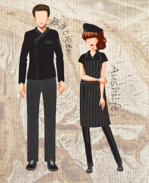 Bäcker Hansen's neue Berufsbekleidung