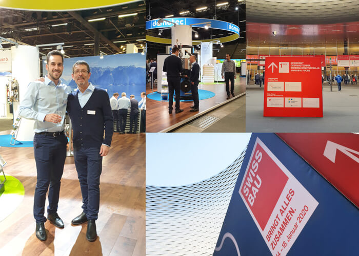 Mitarbeiter von Domotec tragen Lodresso Outfits auf dem Messestand an der Swiss Bau